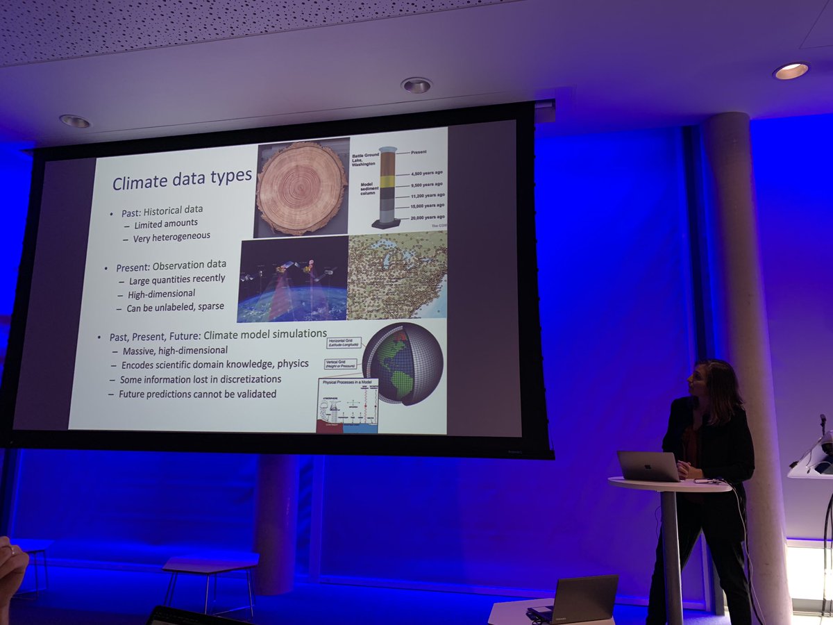 shakir_za's tweet photo. Second day at ML and Envionmental science start off with Claire Montellioni @Climformatics expanding on all the types of data, looking for extremes and the breath of research questions for both climate and ML scientists. #BASMLconf https://t.co/iwPJeSq1a4