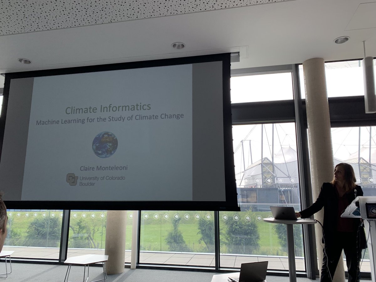 shakir_za's tweet photo. Second day at ML and Envionmental science start off with Claire Montellioni @Climformatics expanding on all the types of data, looking for extremes and the breath of research questions for both climate and ML scientists. #BASMLconf https://t.co/iwPJeSq1a4