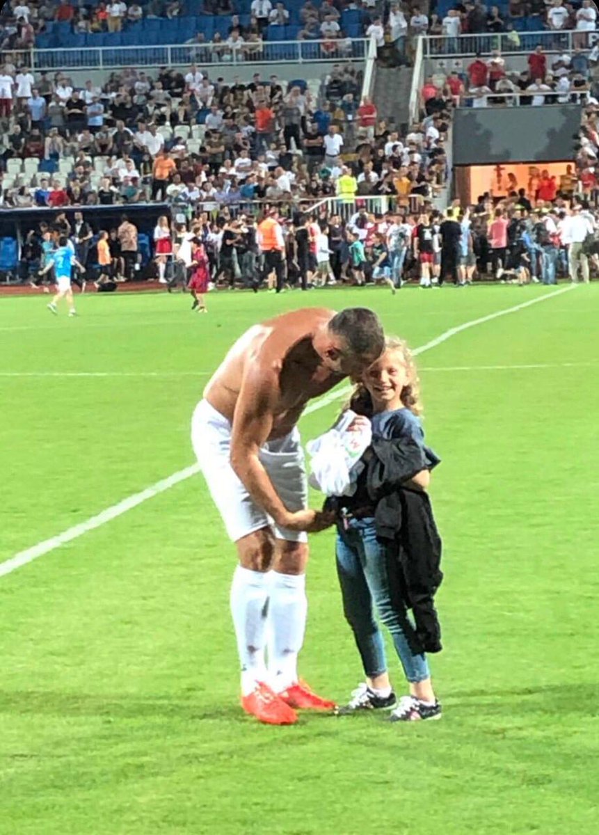 Really great game and it was a privilege to be part of such a worthy cause. It was really special to have my daughter come on the pitch after the match. @milotrashica