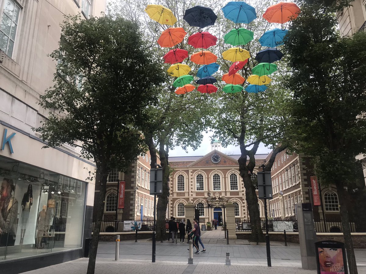 naturenauts's tweet photo. Lovely foliage and weather installation at Bluecoat ☂️🌳 #idealab19 #bluecoat #artwork #installation #umbrellas https://t.co/gp7JGU8tGe