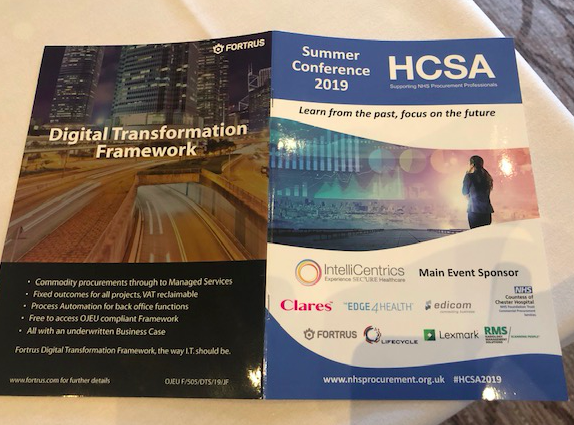 FortrusLtd's tweet photo. @FortrusLtd are proud sponsors of the @HCSAprocurement Summer Conference #HCSA2019 - The theme is Learn from the past, focus on the future. #NHSProcurement #DigitalTransformation #Managedservice #innovation @HallWhittlebury https://t.co/L6XhsMXzQg