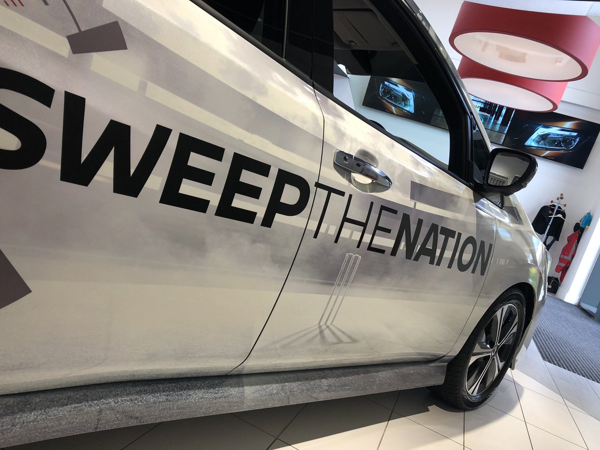 Great to be supporting @cricketworldcup and wrapping vehicles for @NissanUK #LEAF #sweepthenation