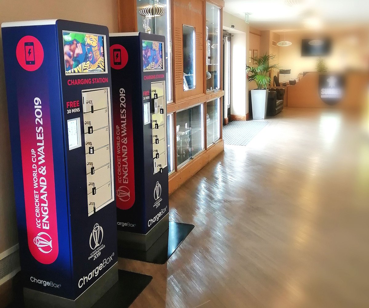 ChargeBox's tweet photo. Our Charging Stations featuring at the Cricket World Cup 2019 #ICCWC2019 #CWC2019 #chargingstation #eventmarketing https://t.co/AOComej2Js https://t.co/K3dsq9DHWG