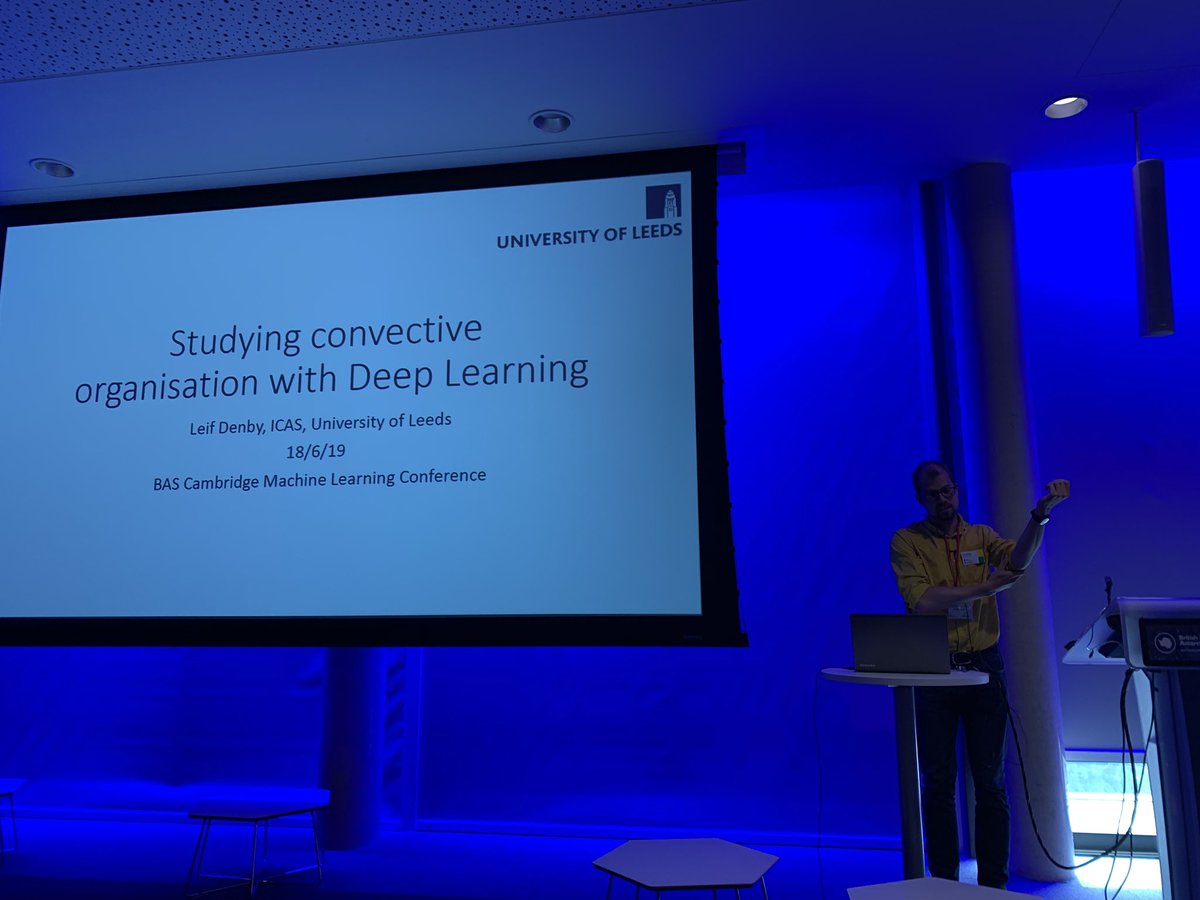 shakir_za's tweet photo. And a really great talk by Leif Denby on using deep learning to describe the 'archetypes' of convective organisation i.e. the types of clouds we have and their reflective properties. Such a great application. 🤩 #BASMLconf https://t.co/jGj5fETO6W