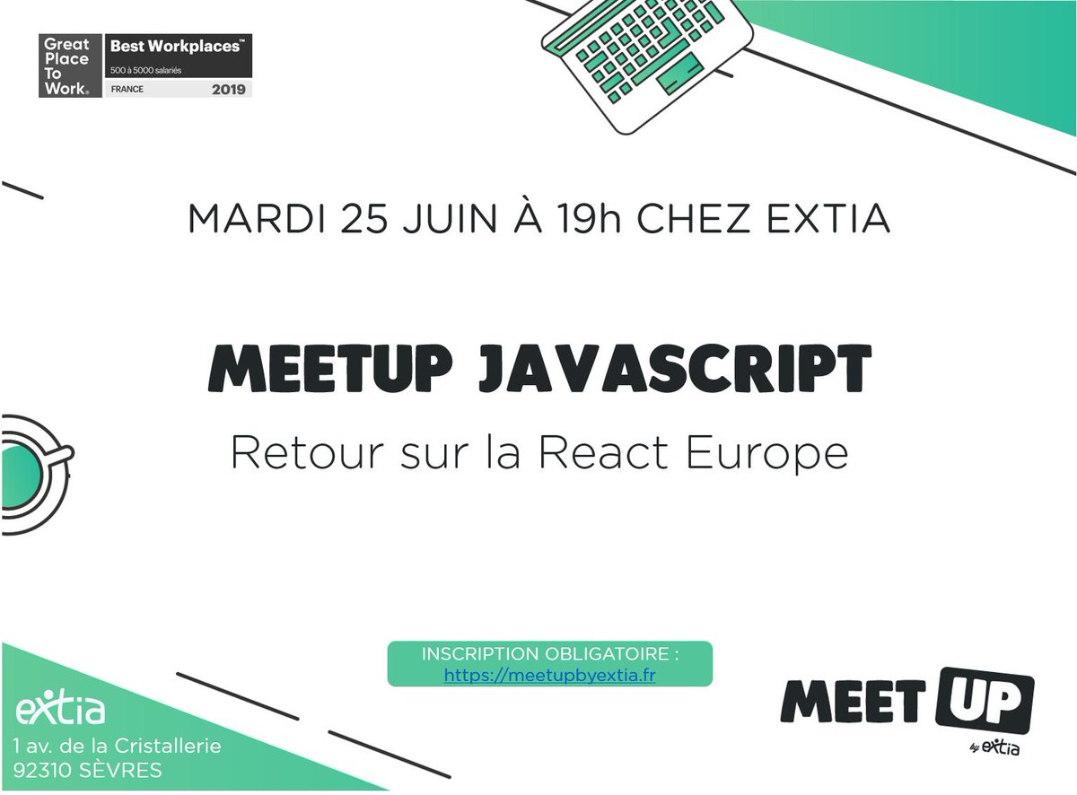 CometByExtia's tweet photo. [SAVE THE DATE 📅 : CHANGEMENT] 

Le 25/06 retrouvez nos #MeetupbyExtia à 19h du côté de #Logware pour les communautés #Data et #SécuDesSI et dans nos locaux pour la communauté #JavaScript ✅ 

Infos &amp; inscription : https://t.co/fMUtGZ4TRC 
#Meetup https://t.co/qQ4nTlV8Ps