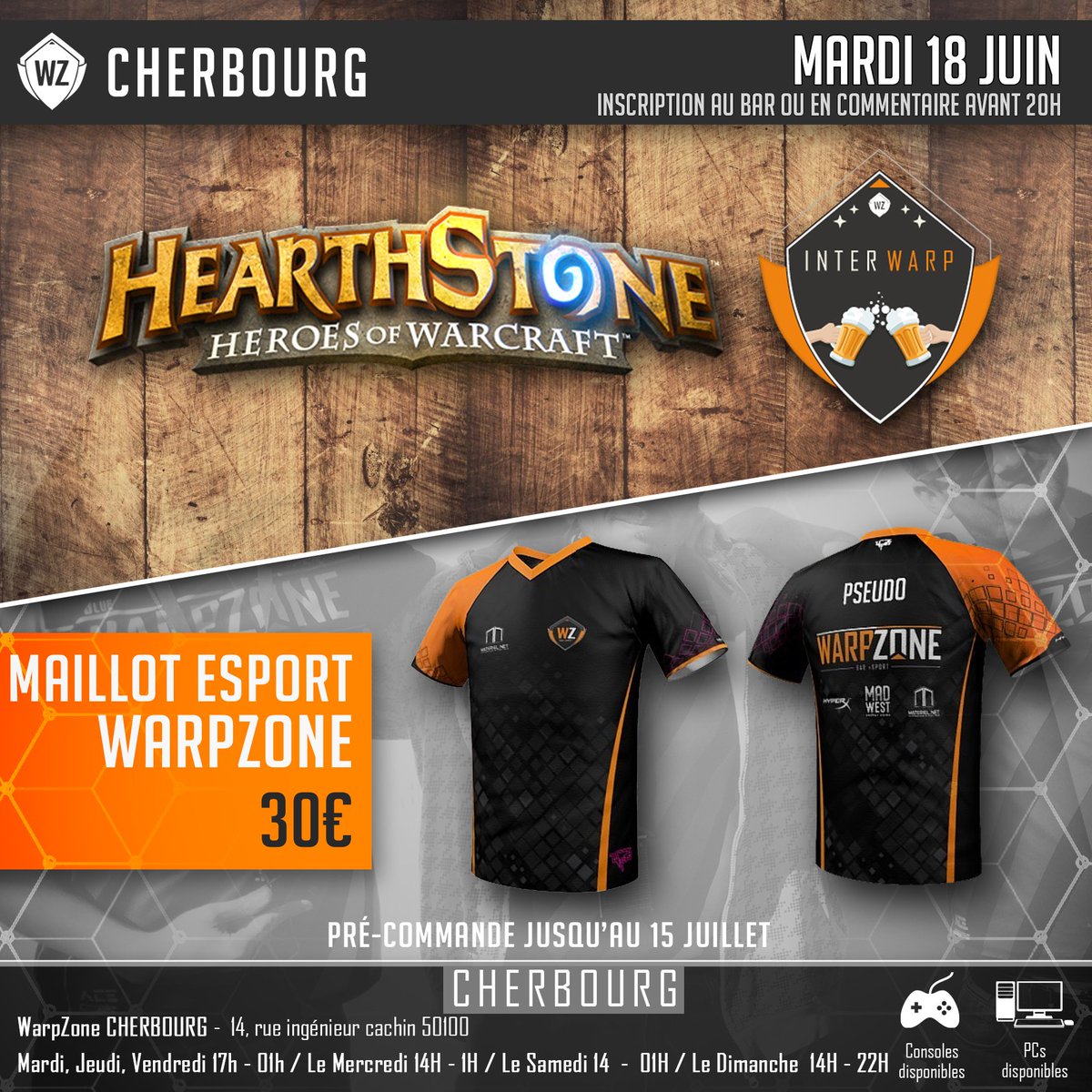 Premier tournoi au WarpZone Cherbourg ce soir et on commence fort avec un interwarp, venez montrer comment on se la donne à @CherbourgEnCot 
#tournois #eSports  #gaming #cardgames #bareSport