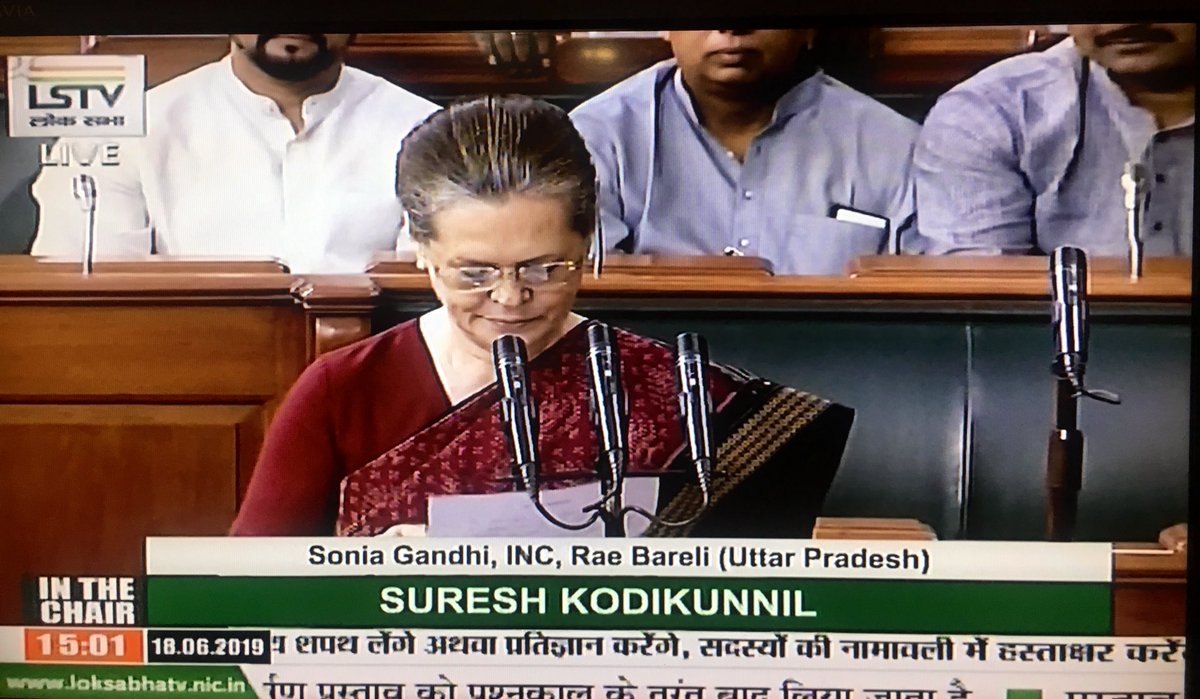 szarita's tweet photo. Heartiest Congratulations to Smt Sonia Gandhi ji as she takes oath as member of parliament. God bless you in abundance. https://t.co/WhyMUfPmVG
