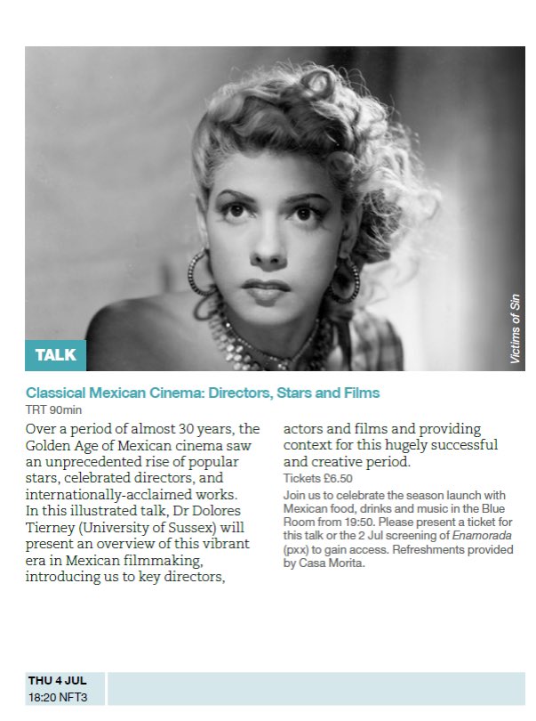 We are happy to be providing food &amp; drink at the season launch of Salon Mexico: The Golden Age of Mexican Cinema <a href="/BFI/">BFI</a> Southbank on July 4th! Tickets on sale now for this opening night event &amp; a range of dazzling Mexican films on show throughout July. whatson.bfi.org.uk/Online/salonme…