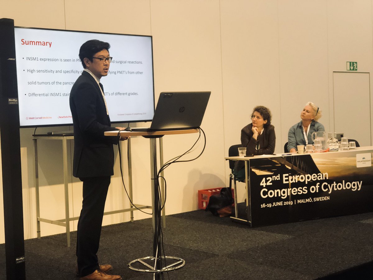 INSM-1 expression correlates with the grade of Pancreatic neuroendocrine tumors (PNETs)... an excellent presentation by our PGY-2 resident Dr. David Kim. #ecc2019Malmö #cornellpathology #wcmcpathology