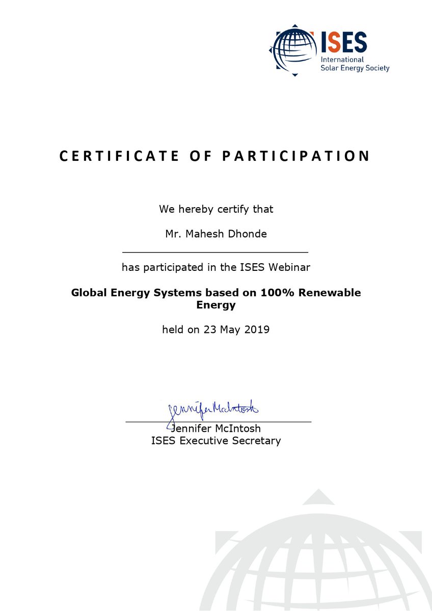 PIEMR_Indore's tweet photo. Congratulations to Dr. Mahesh Dhonde, for participating in @ISES_Solar Webinar titled "Global Energy Systems based on 100% Renewable Energy" that was held on 23rd May 2019.

#piemr #prestigean #prestige #prestigeengineering #webinar https://t.co/1FRHd6m4Cl
