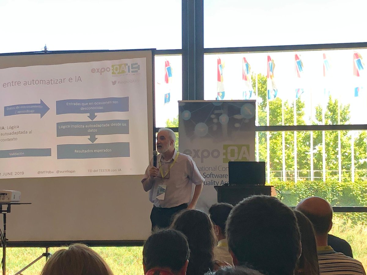 MTPdba's tweet photo. “Los equipos de la calidad del software son los perfiles más adecuados para velar por la utilidad de la #IA. Esto supone una verdadera #Transformacióndigital”. @aureliogan en #ExpoQA19 https://t.co/h4GK8y8JFq