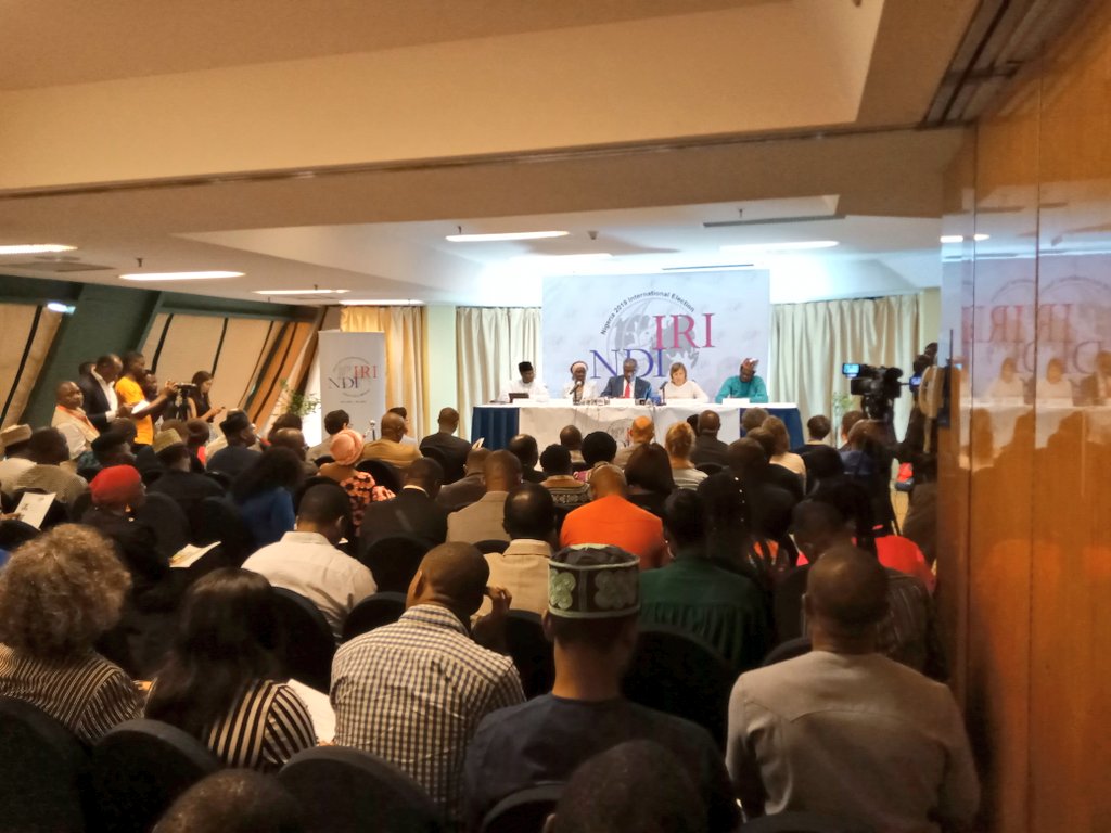 After series of Pre-election assessment, and the election observation, we are at the point of the IRI-NDI #NigeriaIEOM Report Launch.
It's full room, and let's anticipate the recommendations and the link to full report.
#NigeriaDecides2019