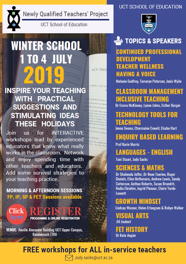 NBConsultLearn's tweet photo. Invitation to teachers in Cape Town: UCT Winter School - free PD for all teachers.
Register here: https://t.co/WmvqQICidG. Programme included in the registration.
#O365FreeTools #21CLD #MSFTEDUSA #MinecraftEducation @HartElsabe @viva_nella @vivian_ladner @UCT_news @c4kofficial https://t.co/DOu4FD4dsl