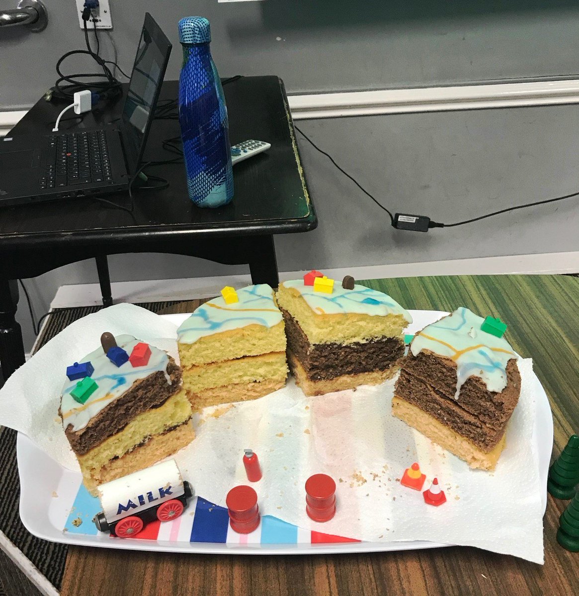 GeoscienceEA's tweet photo. How about this for a #geocake! This is what all conceptual models should look (taste) like! It not just about the #groundwater slide show; showing #geology in a new & innovative way with #strata represented as layers of a cake! It don’t half taste good as well! 😀 https://t.co/IwEdQy89QH