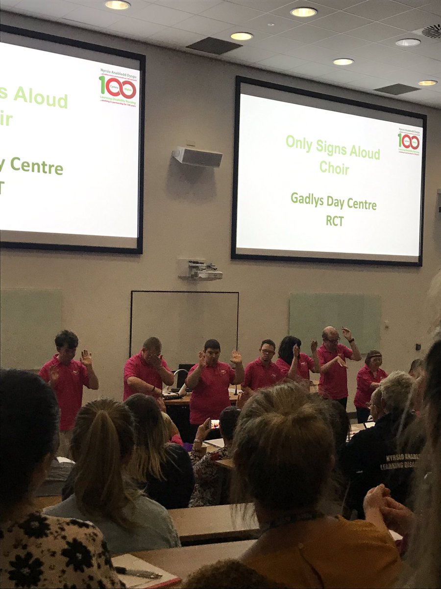 Incredible Only Signs Aloud Choir from Gadlys Day Centre RCT performing at #100yrsRNLD celebration event, absolutely fab ! @USWCareSciences