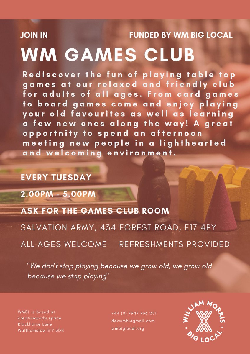 Its the time of the week again! Our board games down at @SallyintheStow this afternoon and every Tuesday afternoon at 2.00pm! @WalthamStuff @TheEList_e17 @HoeStreetE17 @folpe17 @TCVWF @ageuk_wf @Blackhorsestow1