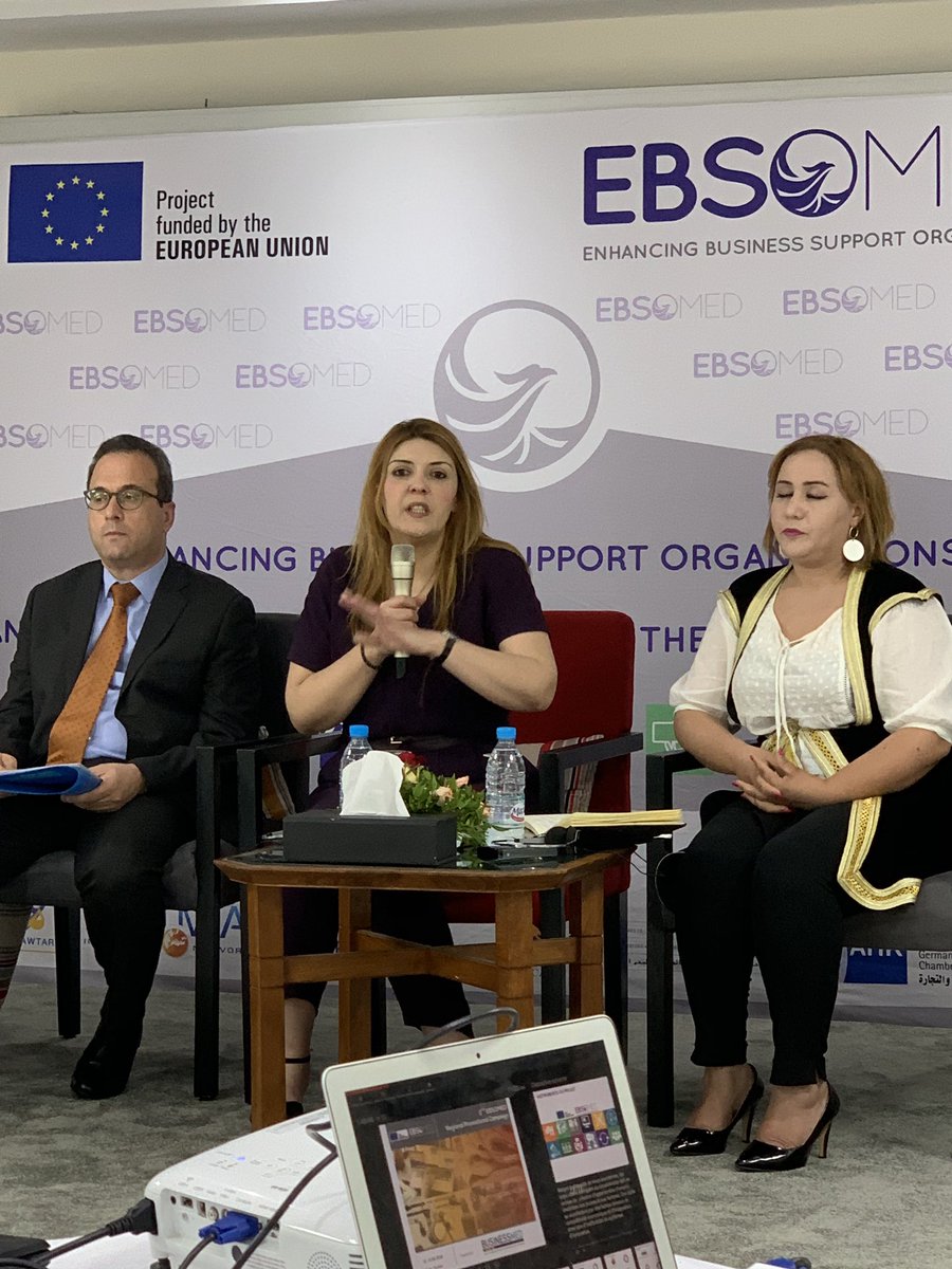En direct de #Tunis #Tunisie pour la présentation du bilan de EBSOMED par Jihen Boutiba Secrétaire générale de <a href="/BUSINESSMED_Med/">BUSINESSMED</a> : Comment aider les structures et les entreprises à obtenir des aides et à développer leurs compétences pour exporter, se former ou recruter