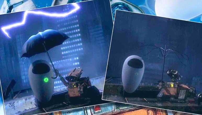 MovieMotion3's tweet photo. #DidYouKnow in Wall-E (2008) when the lighting strikes the umbrella he is holding you can see the electricity from the bolt charges his battery pack to full? What did you think of this movie? We loved it! #Pixar #MovieMotion https://t.co/VcH68IrRBE