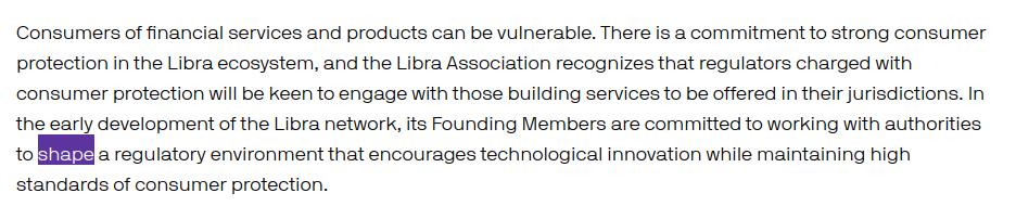 Translation : "We will help governments to adapt their legislation to our product because it is in their best interest" #libra