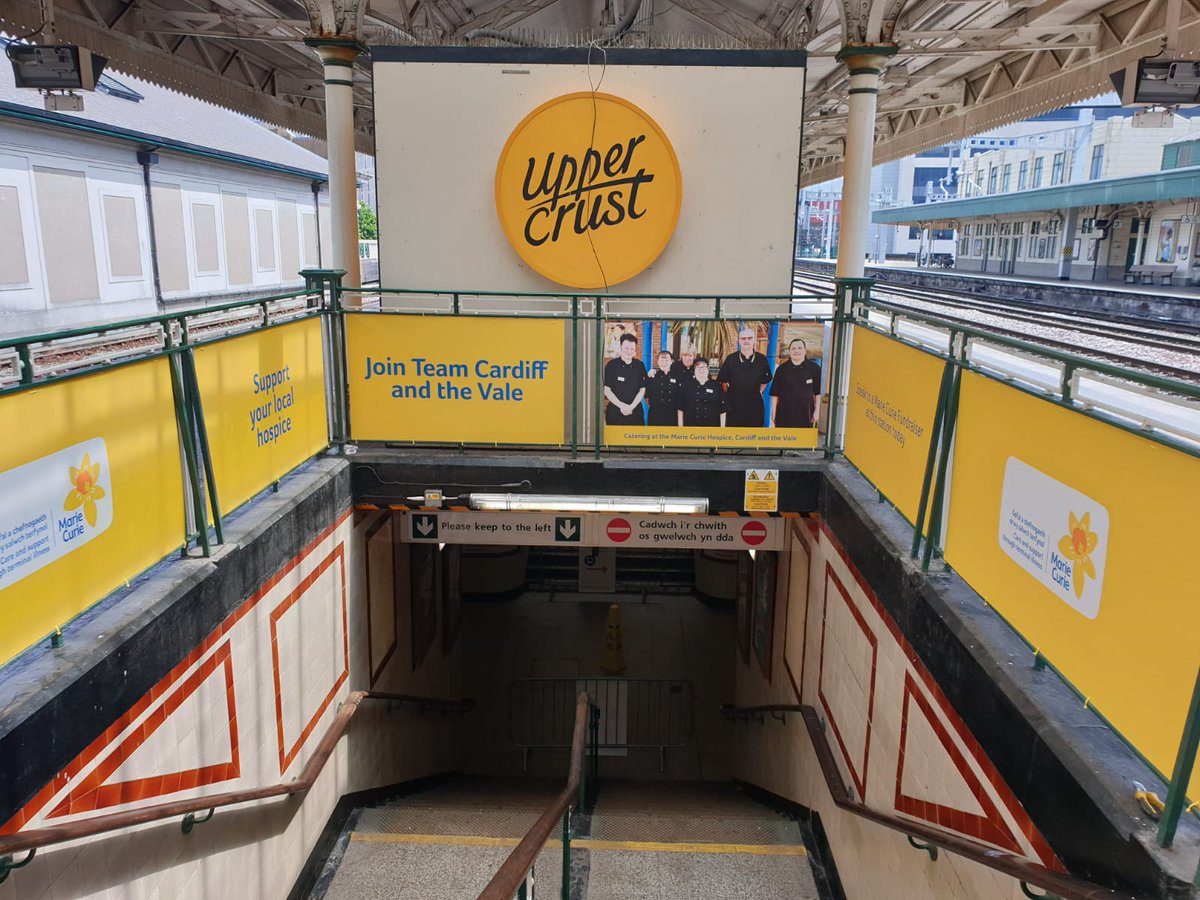 Marie Curie's domination brightened up Cardiff station with help from our #CreativeSolutions team. Local nurses feature in the artwork and are on site to drive donations and encourage support 🤝Check out our station domination case studies here: bit.ly/30Sapme #OOH