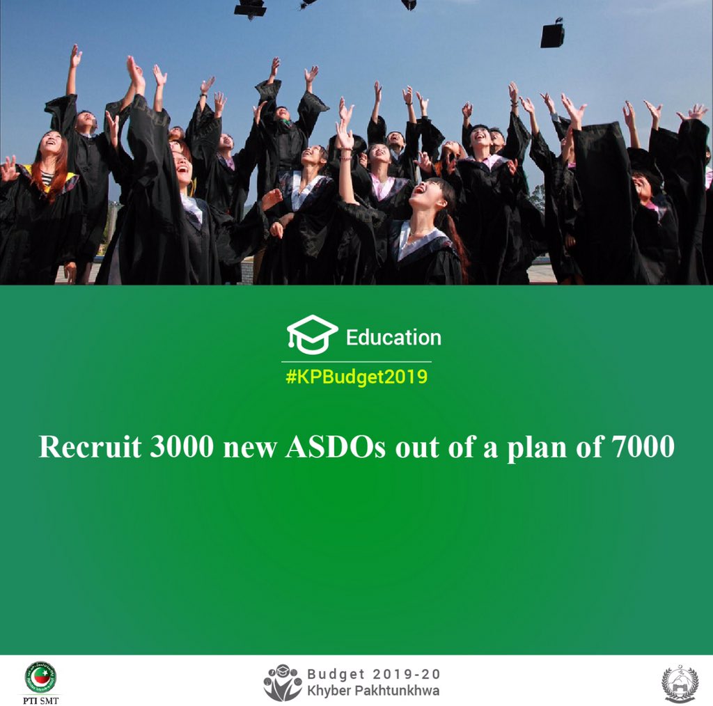 Govt to recruit 3000 new ASDOs out of a plan of 7000 in this fiscal year.

#KPBudget2019 #EducationBudget