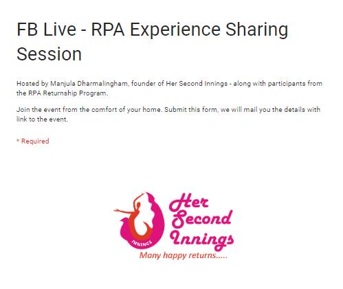WomanAtWorkMag's tweet photo. @her2nd_innings 'RPA Experience Sharing Session' with Returnship Program Participants of #UiPath RPA (Robotic Process Automation)

Sign up today: https://t.co/VmaIjfqRVi …
Join us to know more about the program from our fellow RPA program participants. #hersecondinnings https://t.co/wAZfzb5Zoe
