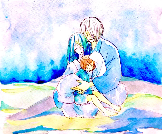 母の日も父の日も参加できなかったから親子描こうとしたら思いっきり岩子さんの潰れた目反対にしてて没になったブツ