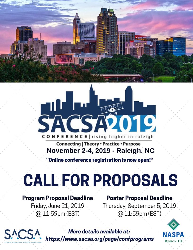 Proposals are due THIS FRIDAY!! Tell your friends, colleagues, mentors, etc.

#SACSA #SAchat #SApro #SAdoc #SAgrad