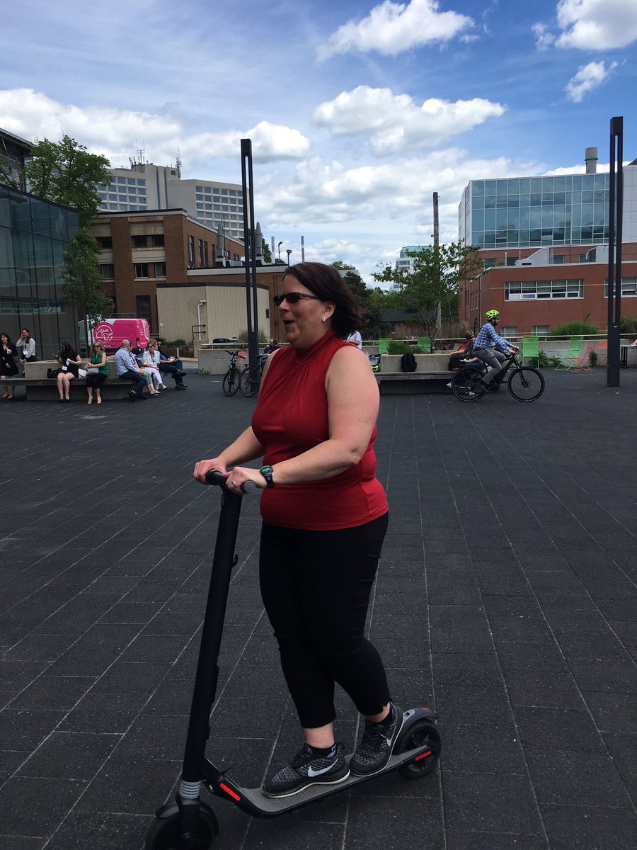 Wilmshd's tweet photo. Spent my lunch hour trying an electric scooter and electric bike. So much fun! #atobevent19 https://t.co/zRerMZqg9Y