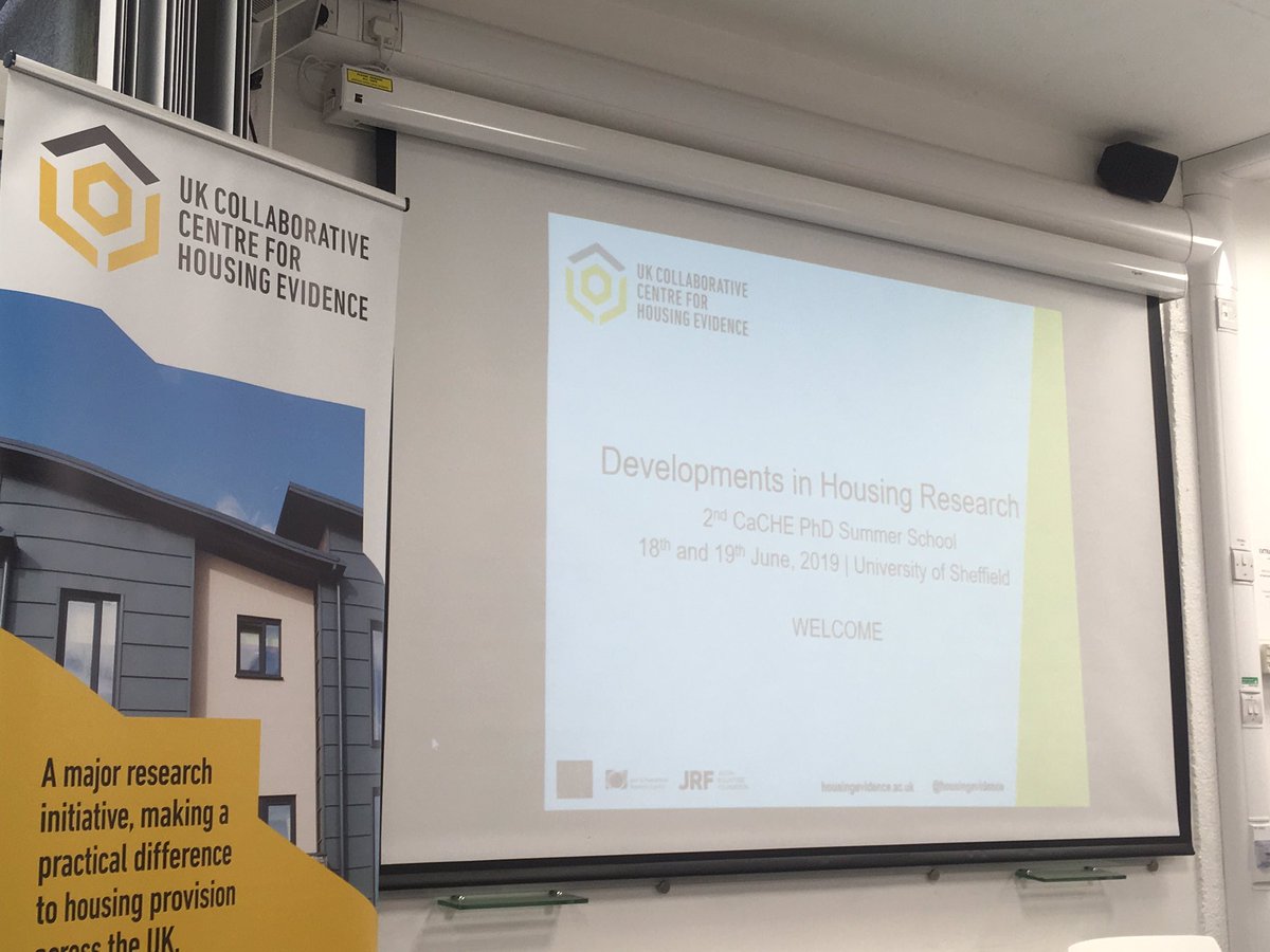 First day of CaCHE summer school = done. 
Involved some current policy debates and then PhD presentations spanning from a mix of topics from the psychology of house sharing for ages 30+, to architecture for the aging pop, to purpose built student accom. #housingECR