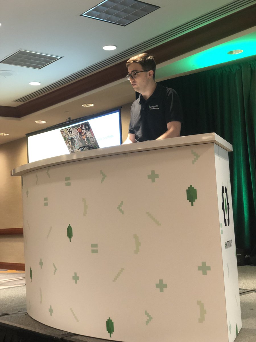 Creating modern apps with @mongodb Stitch... <a href="/nlarew/">Nick Larew</a>, sr. Developer Educator. Scaling, securing and serving users across multiple countries, browsers and device types. #MDBW19