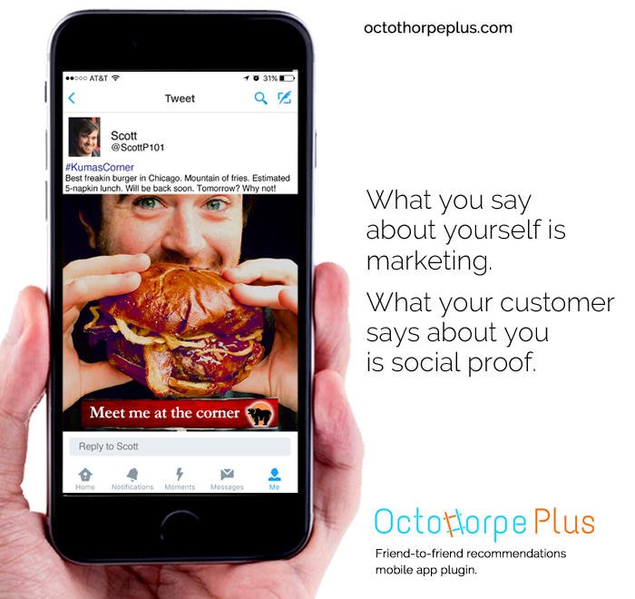 OctothorpePlus's tweet image. There is the &quot;sell&quot; and then there is the &quot;tell&quot;. We see 100s of ads every day. Running shoes, concerts, restaurants. But when a friend posts about their running shoes, their latest concert, the last restaurant they ate at. It&apos;s a tell. They&apos;re telling us about their experience.