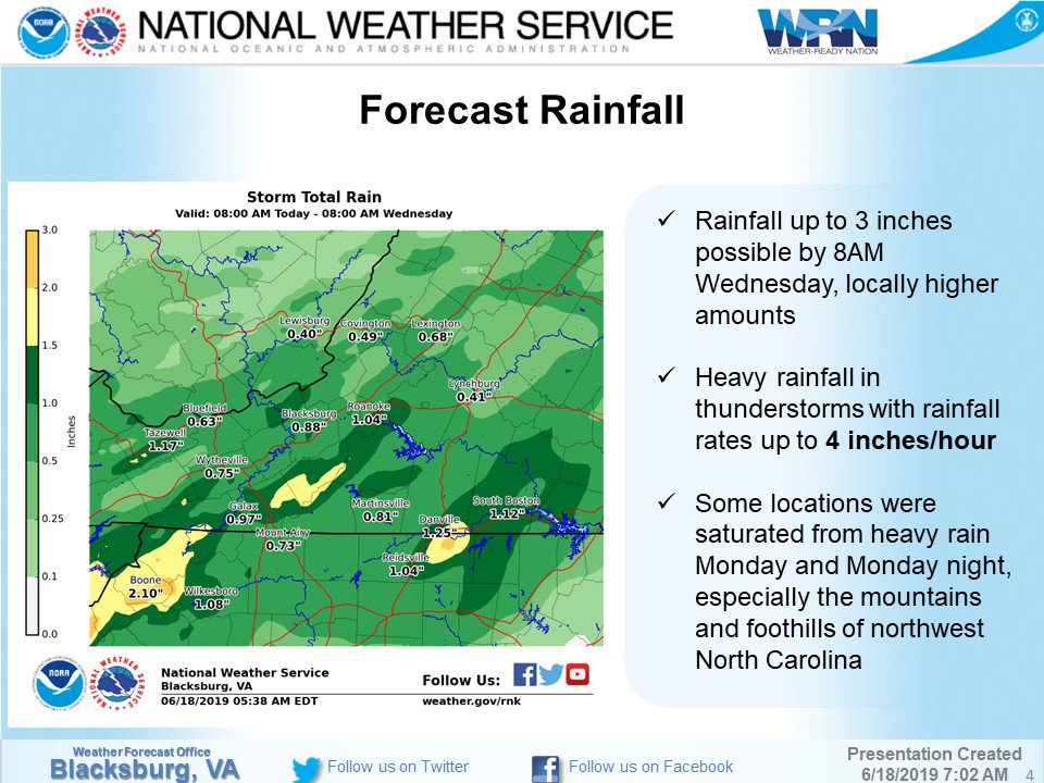 Ashe_EM's tweet photo. The NWS has issued a Flash Flood Watch through 6AM Wednesday.  Up to 3 inches of rain is possible by 8AM Wednesday and heavy rainfall rates, up to 4 inches/hour, are likely with the thunderstorms. https://t.co/s9XYOpkTKW