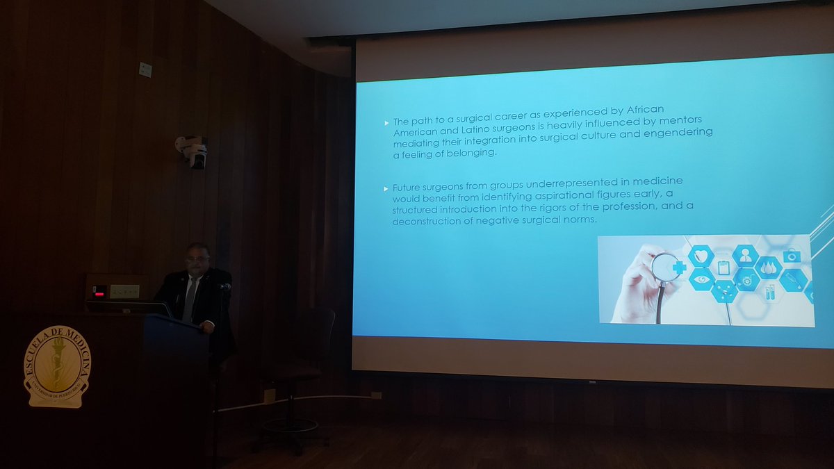 Numa Perez (@numaperezmd) on Twitter photo Dr. Rafael Rodriguez at #SSLH "The path to a surgical career as experienced by the African American and Latino surgeons is heavily influenced by mentors mediating the integration into surgical culture and engendering a feeling of belonging.
<a href="/LatinoSurgery/">LatinoSurgSociety</a> #DiversityandInclussion Dr. Rafael Rodriguez at #SSLH "The path to a surgical career as experienced by the African American and Latino surgeons is heavily influenced by mentors mediating the integration into surgical culture and engendering a feeling of belonging.
<a href="/LatinoSurgery/">LatinoSurgSociety</a> #DiversityandInclussion