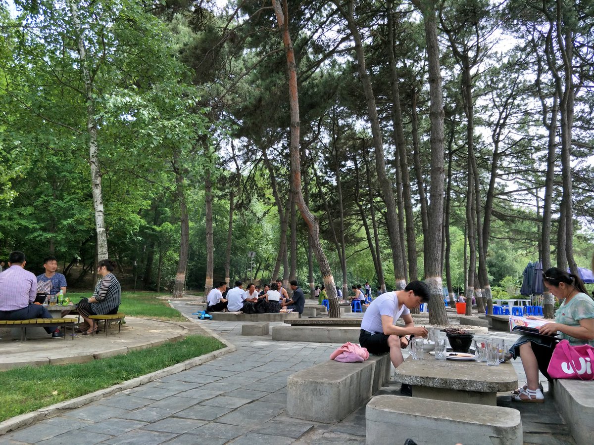 Browsing the Zoo we became peckish &amp; went to Water Bird Pond Restaurant for bulgogi. There we had bear, wild boar &amp; donkey bulgogi &amp; fried pheasant.

동물원을 둘러본 후 출출해져 물새못식당에서 불고기를 먹었다. 거기서 곰, 메돼지, 하늘소(당나귀)불고기와 꿩고기알볶음을 맛보았다.