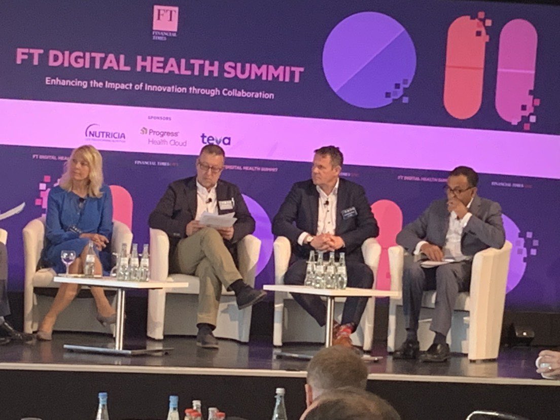 MizzzAlexx12's tweet photo. Earlier today at the #FTDigHealth conference in #Berlin @jikkuv and a panel of thought leaders discuss #hospital4.0 and investing in the future. @ProgressSW https://t.co/AkSg8bEa5R
