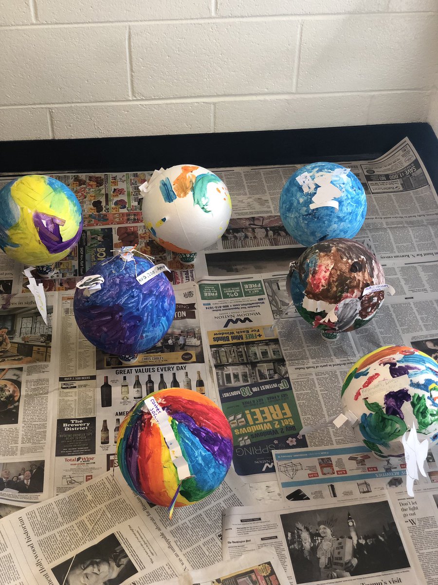 LibMrsNoone's tweet photo. What a great first day at #STEMmerweek! We created our own planets, made a landing vessel to test, and worked with new friends! https://t.co/YgUYzXQneY