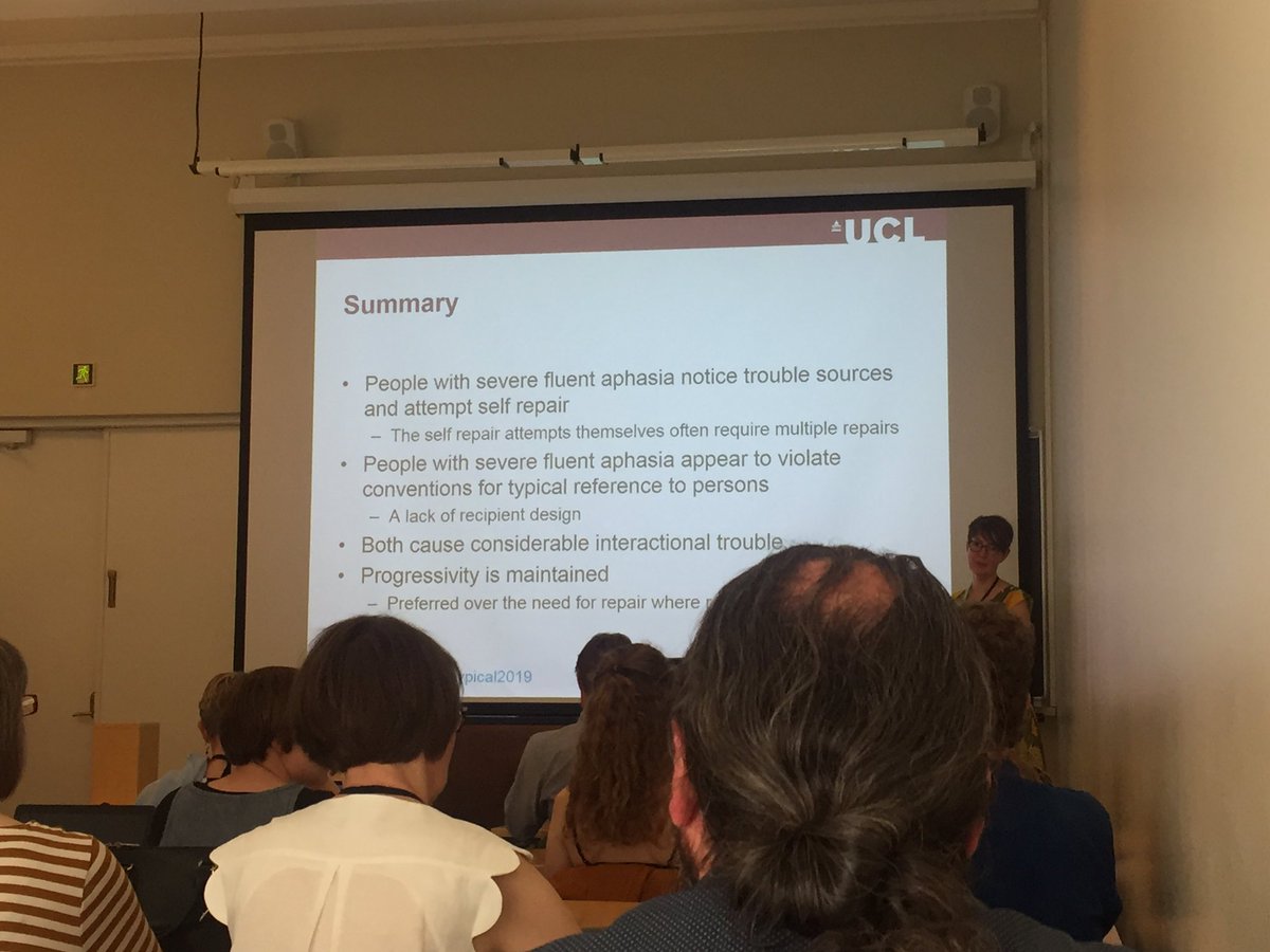 Progressivity is preferred over the need for (self-)repair in severe fluent aphasia, says Suzanne Beeke et al <a href="/BCAphasia/">Better Conversations Lab</a> #Atypical2019