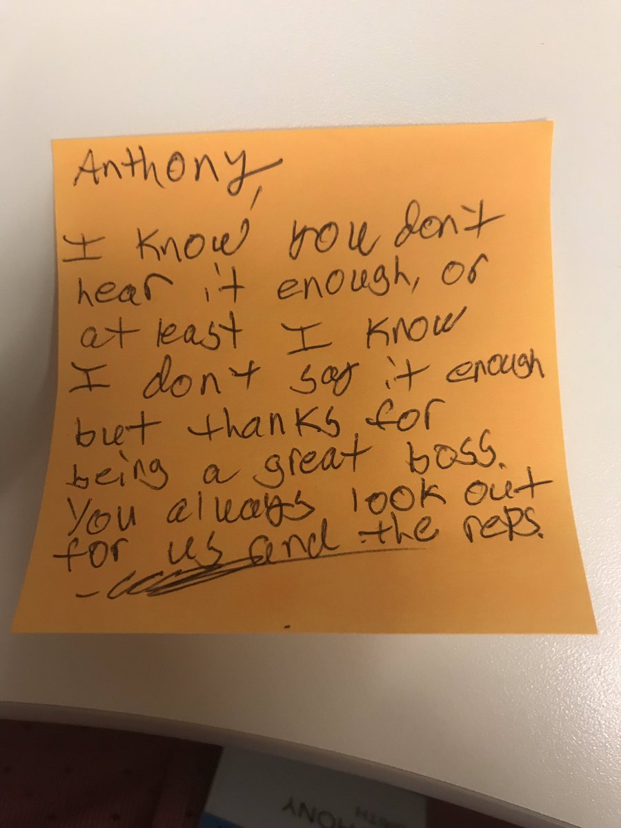 A1SmithBlock's tweet photo. Only 1 thing to say when you get a note left on your computer. (LMT) #LoveMyTeam #SmithBlock #FieldsFam #TUGGLENATION https://t.co/WuGC8Fjlfh