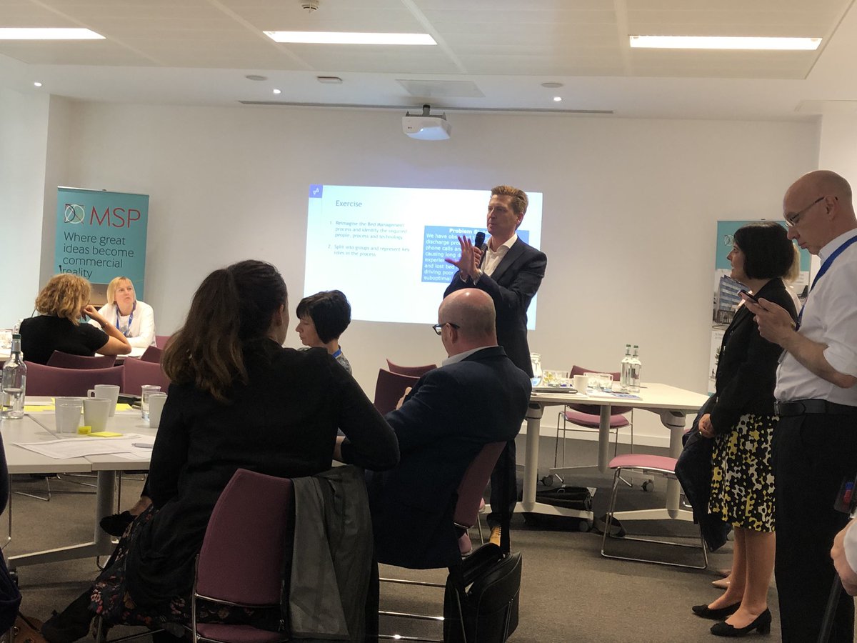 HealthInnovMcr's tweet photo. Key take away from Guy is that you need to bring together IT, Ops and Clincial Teams to align the people, process and culture change needed to achieve digital transformation #AHSNDigital #NHSFlow2019 https://t.co/naTbZRuRKY