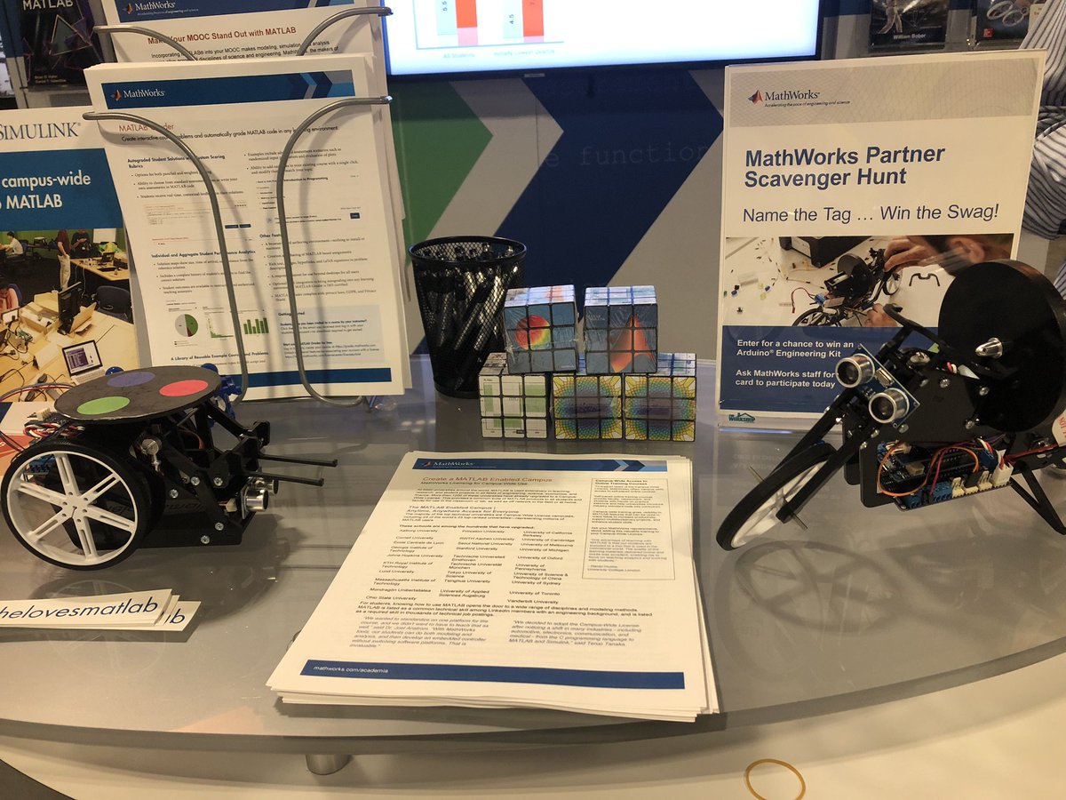 MathWorks's tweet image. Check out this mobile rover + motorcycle from the @arduino Engineering Kit! MathWorkers are having fun with robots at @ASEE_DC 🤖 #ASEEAnnual #ArduinoEngineeringKit