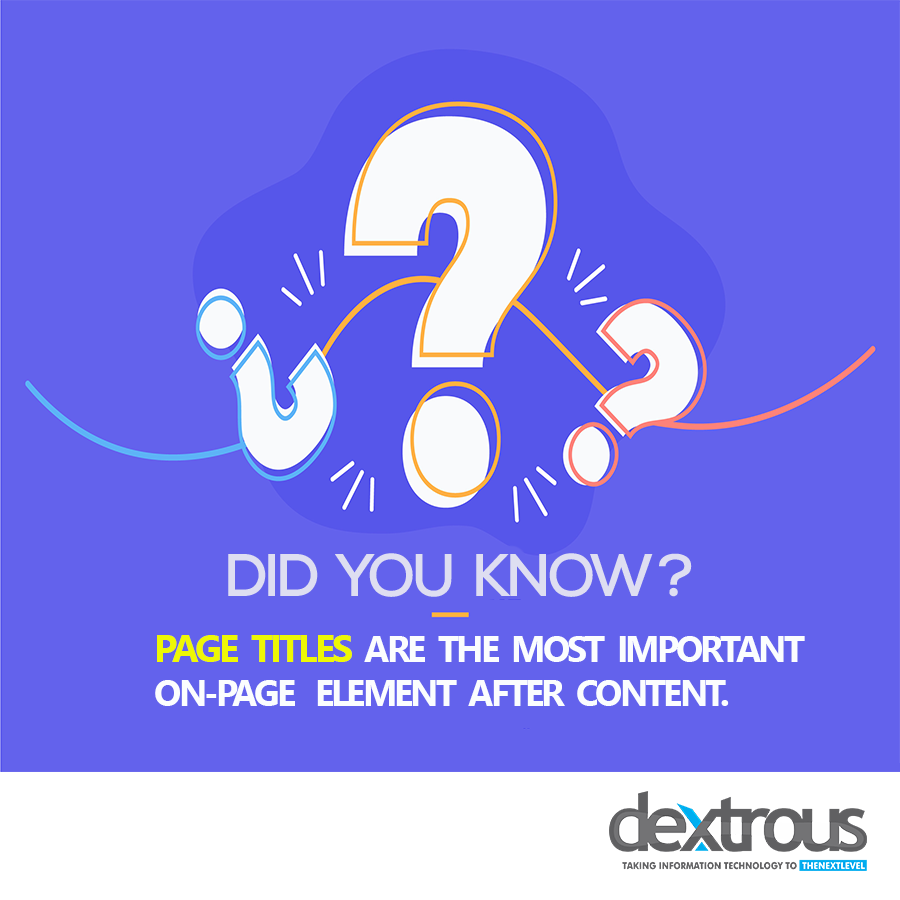 dextrousinfo's tweet photo. Think you know everything about Digital Marketing? Are you aware of the fact that Page Titles are nearly as important as content?
#DigitalMarketing #PageTitle #Content #Dextrousinfo https://t.co/EaO7vRMUnf