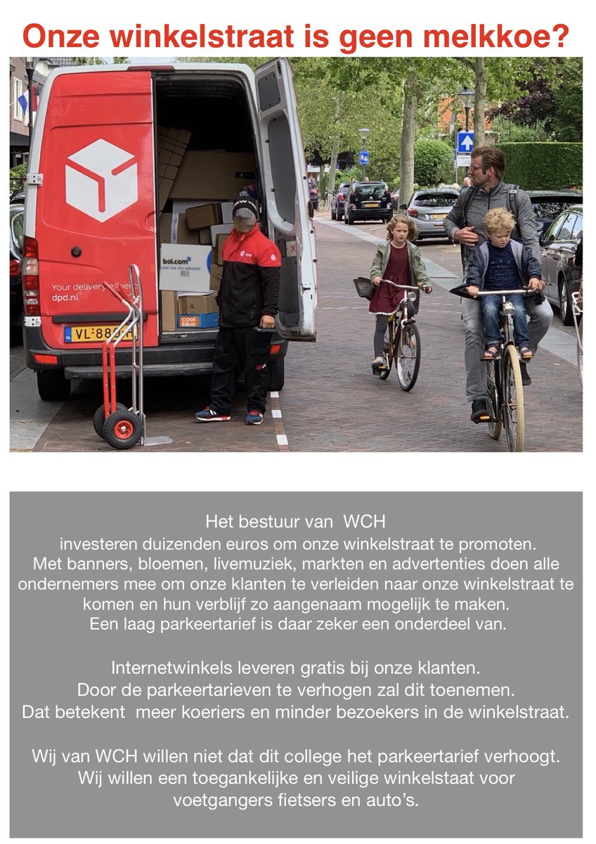 WCHeemstede's tweet photo. Beste @GLHeemstede wij willen geen verhoging van de parkeertarieven in ons winkelcentrum. https://t.co/gtfVMdbnSb