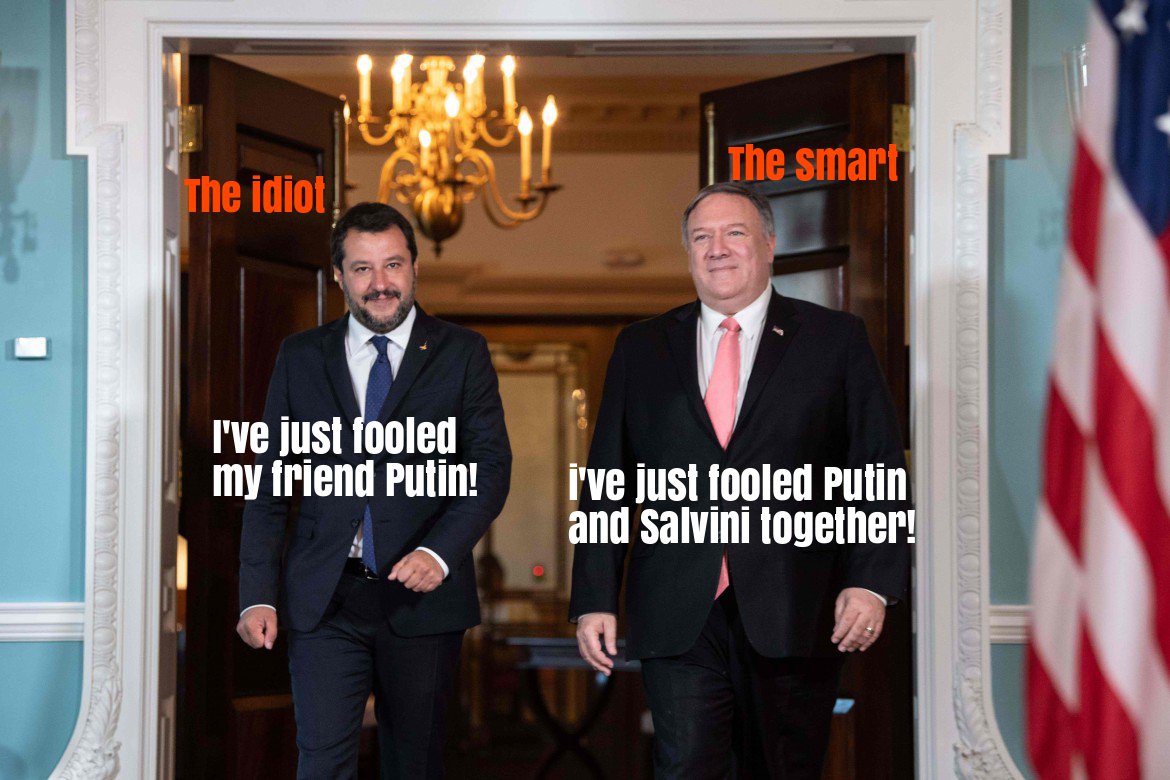 poissonbordeaux's tweet photo. @fattoquotidiano Matteo #Salvini incontra Mike Pompeo a Washington. https://t.co/CBfrzzKoEd