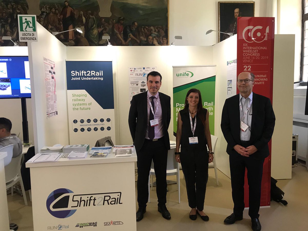 UNIFE's tweet image. &apos;@UNIFE is proud to be supporting @Shift2Rail_JU projects: #RUN2Rail (run2rail.eu), #SMaRTE (smarte-rail.eu) and #INNOWAG (newrail.org/innowag) during the #IWC2019 in #Venice 🇮🇹