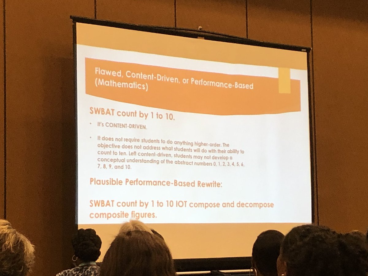 What you’re writing on the board matters! Ss need to be able to know not only what they are learning, but also what they are supposed to do with that knowledge. Performance-based objectives...If we’re asking our Ts to take their precious time, it has to matter! #SCASAi3 <a href="/DonyallD/">Donyall D. Dickey Ed.D.</a>
