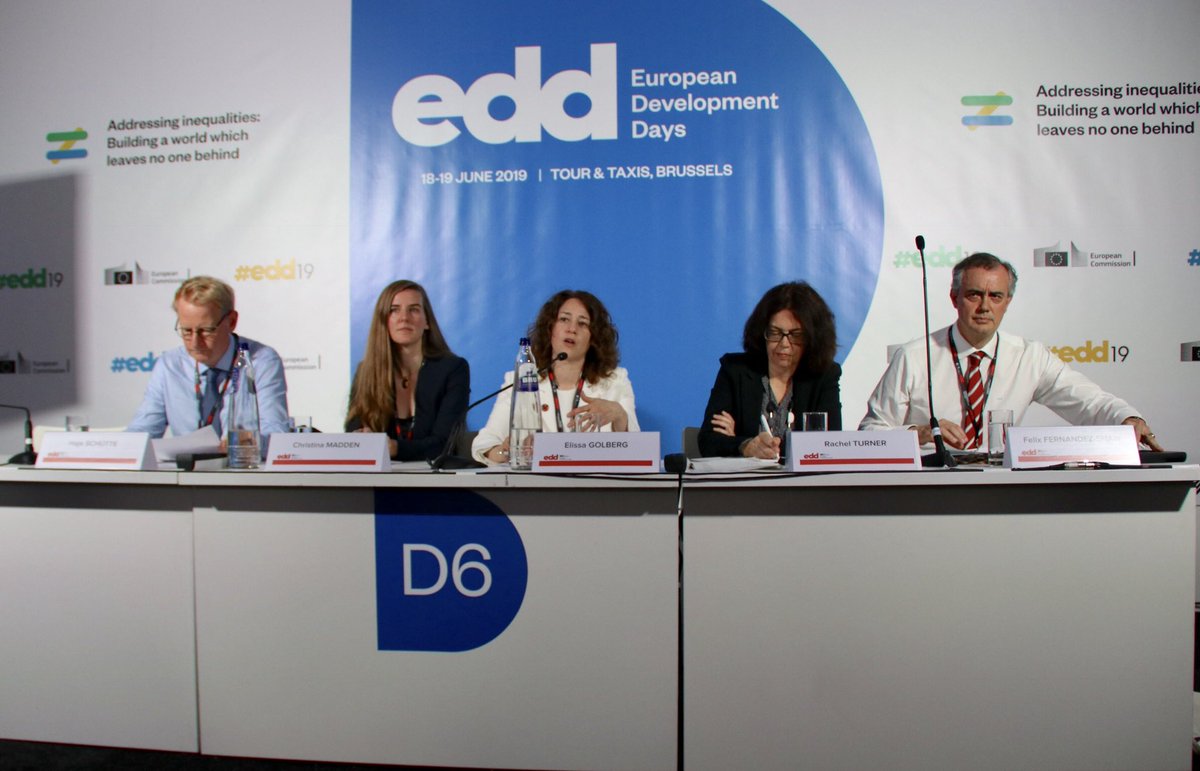 Canada2EU's tweet photo. And we’re off! It’s a full room for our #EDD19 panel on gender-responsive innovative financing! https://t.co/sX7CfYLPlY