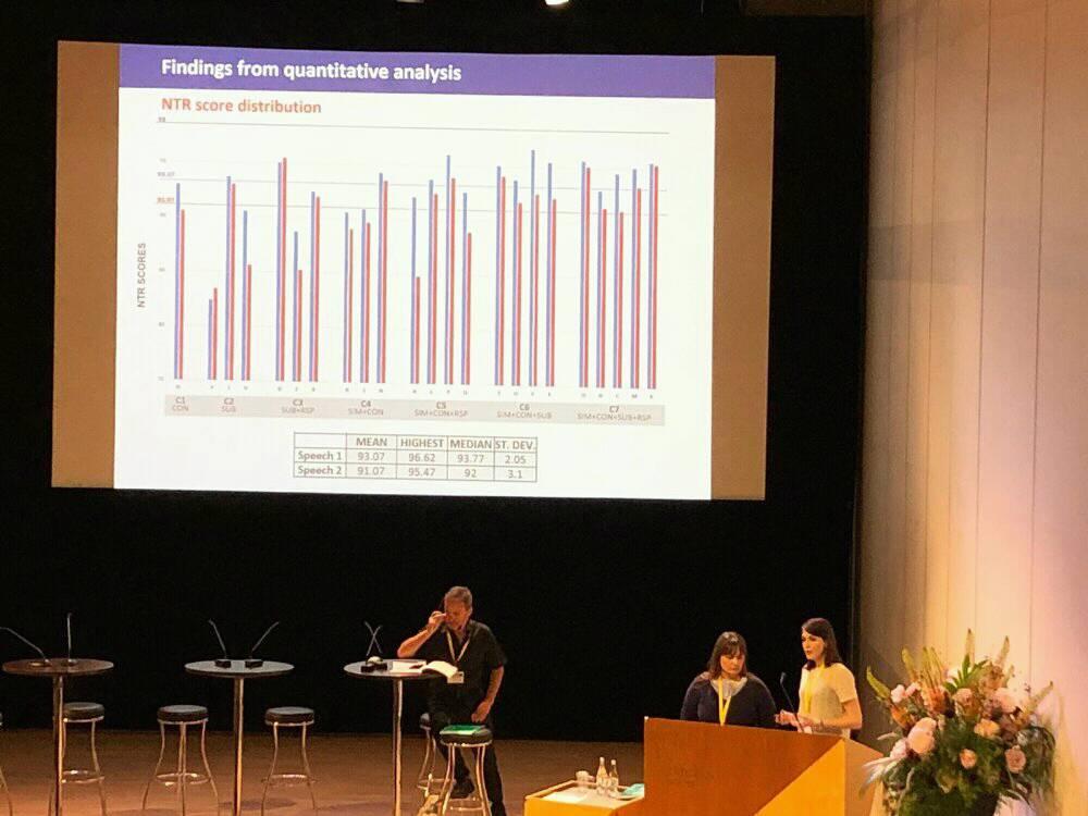A snapshot of our presentation of the SMART project on interlingual respeaking at Media4 All 8 in Stockholm. <a href="/m4a8/">taimar</a> #interlingualrespeaking #audiovisualtranslation #subtitling #research