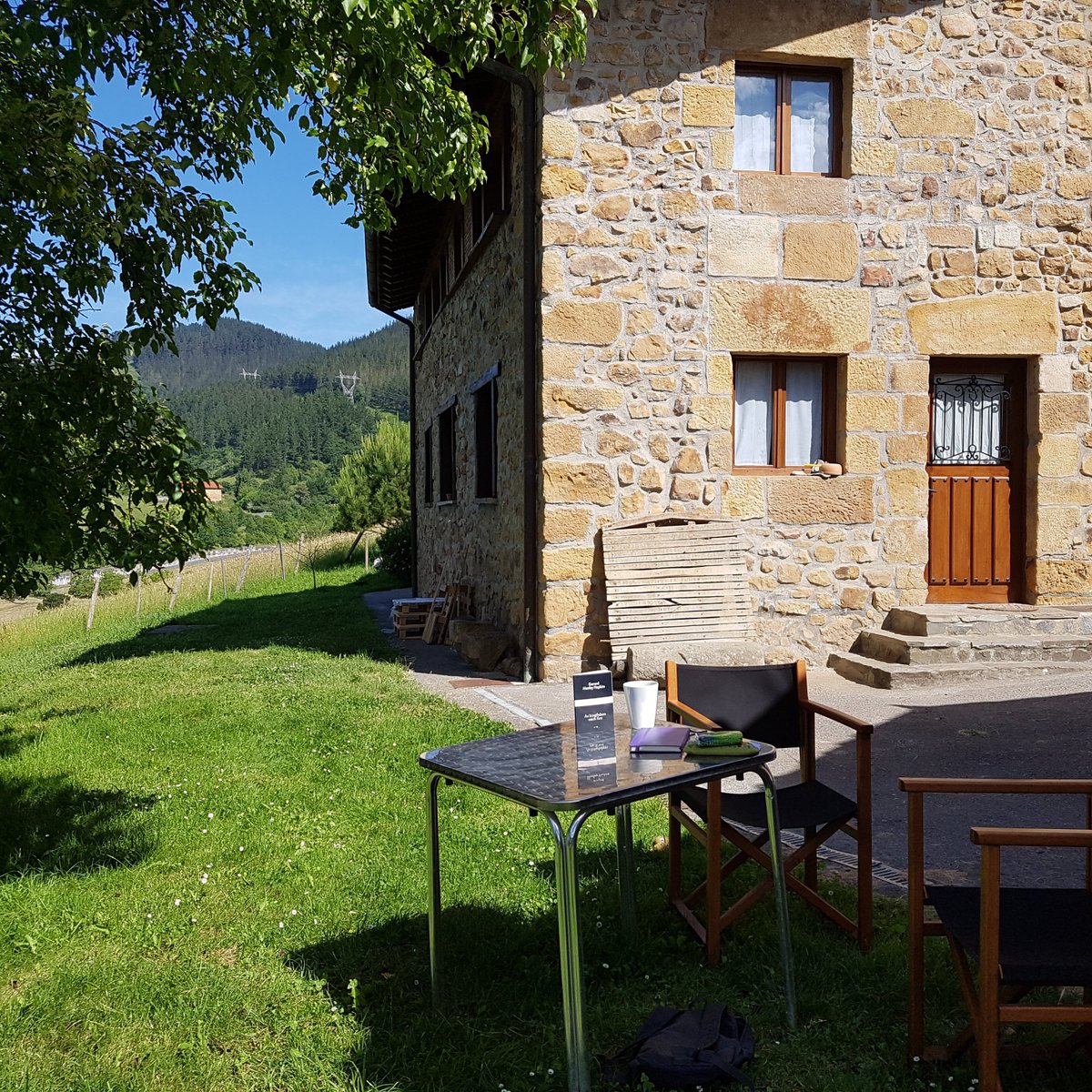 S_Wordsmith's tweet photo. This morning's inspiration for writing 'all things counter, original, spare, strange' was from Gerard Manley Hopkins. And some chickens. #readbeforeyouwrite #amwriting #BasqueCountry #Bizkaia @GM_Hopkins #piedbeauty https://t.co/5AK7PAvKpy
