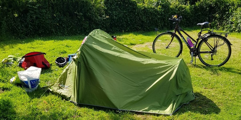 ItsMandyCarr's tweet photo. Camping in France, so far so good! Athens here I come... #LondonToAthens #Cycling https://t.co/OvdQzc19ly